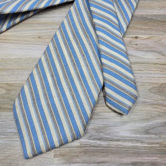 Joske's light blue khaki diagonal striped tie 57" long woven texture classic - Picture 5 of 7